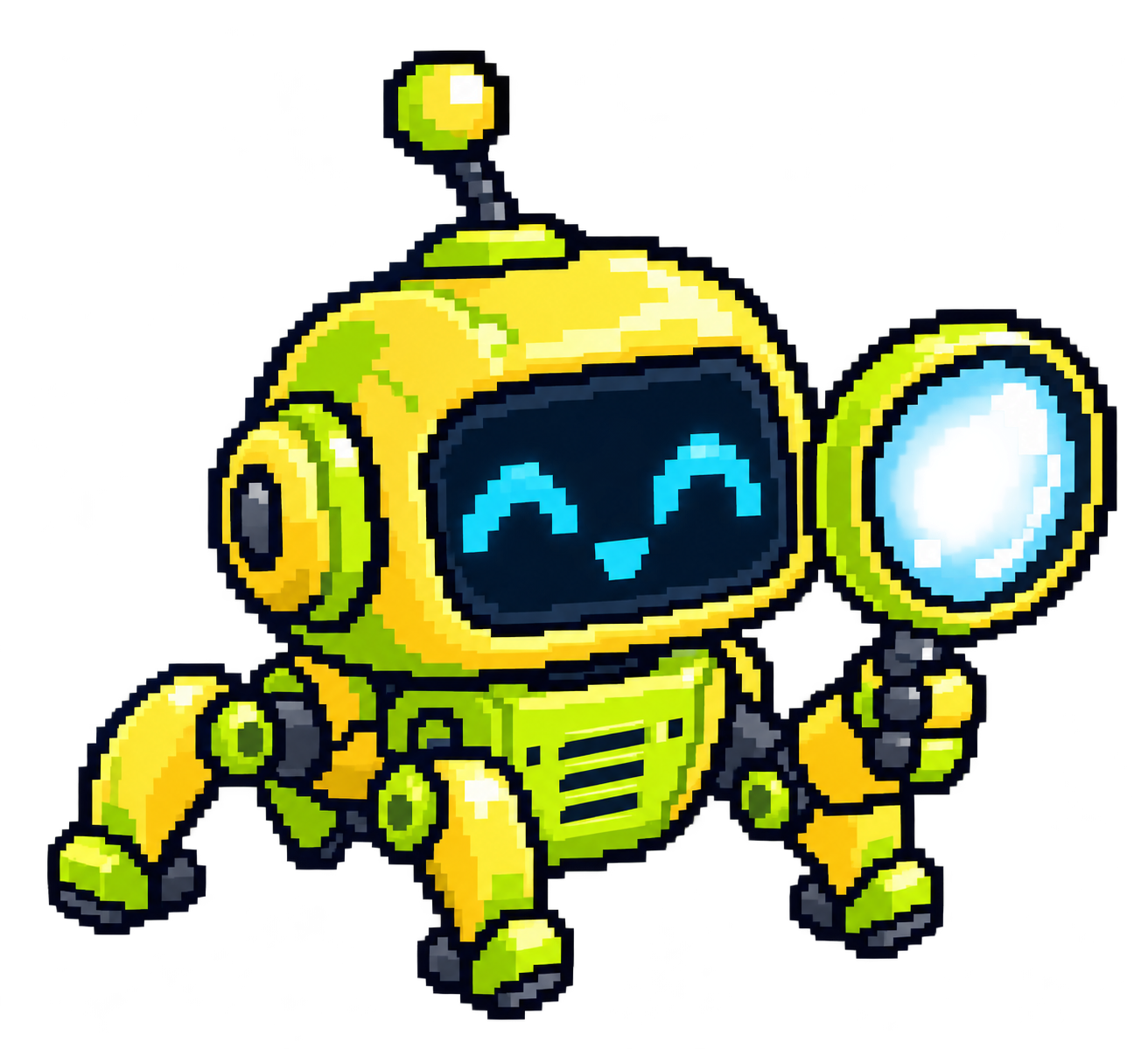 Byte, the friendly pixel crawler robot